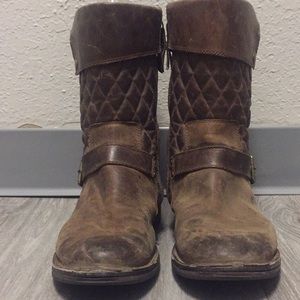 UGG Brown Quilted Conor Moto Boots Women’s size 10
